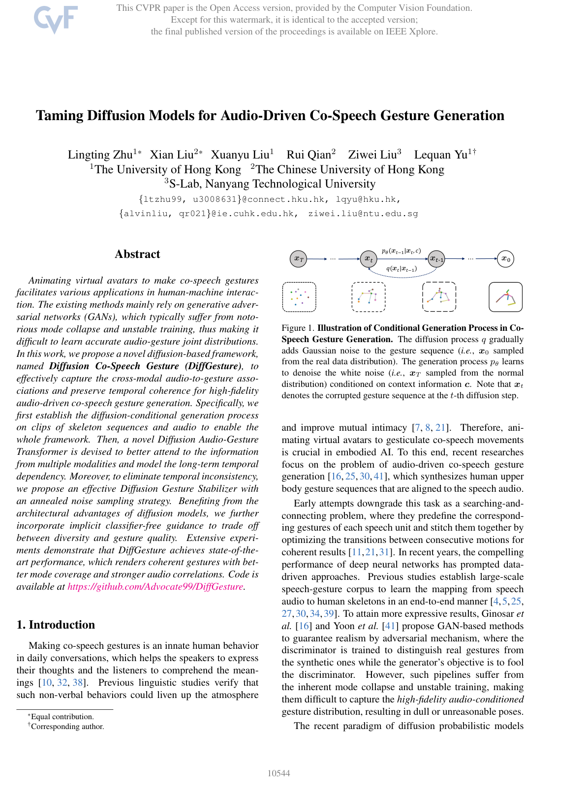 Cover for Taming Diffusion Models for Audio-Driven Co-Speech Gesture Generation