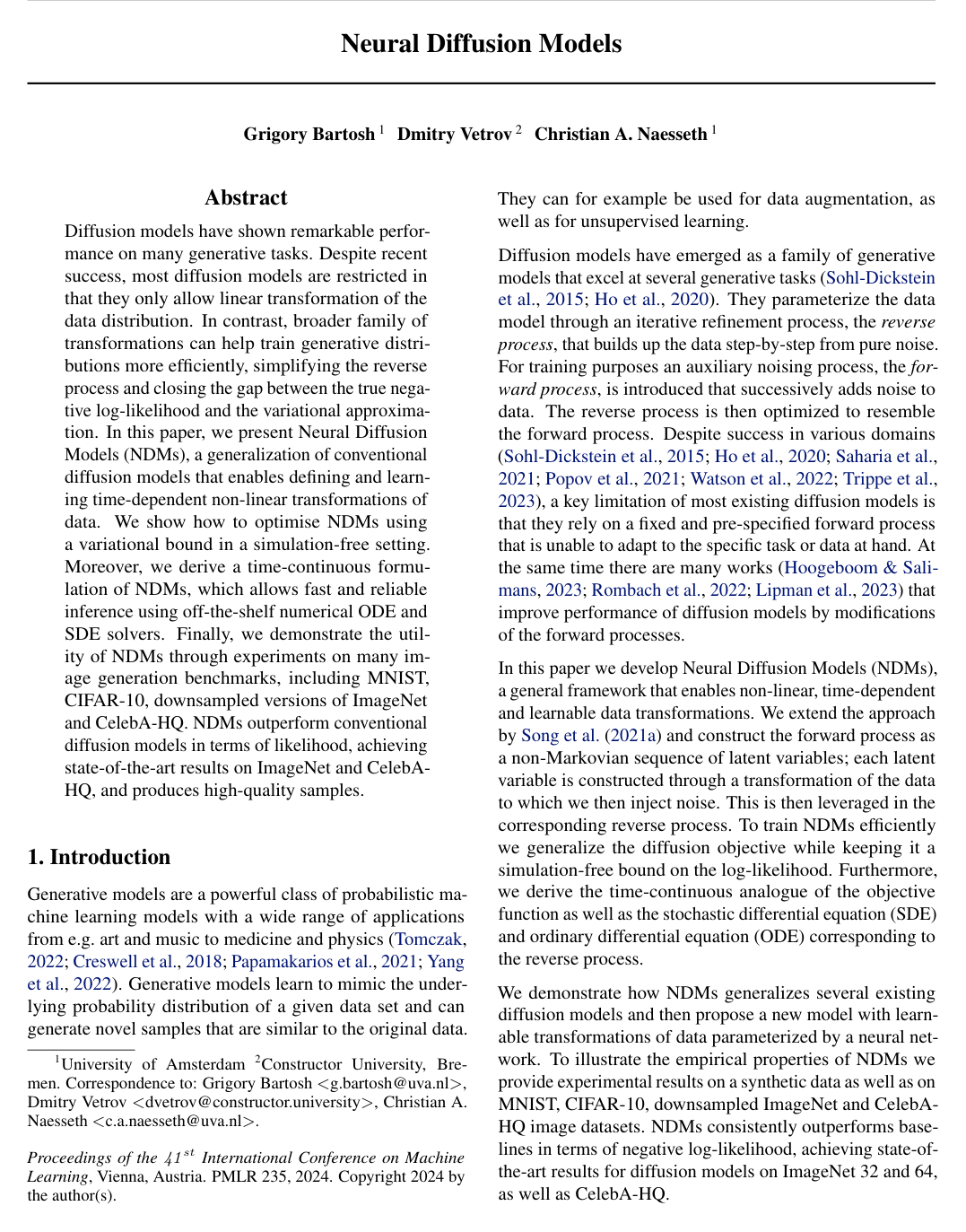 Neural Diffusion Models