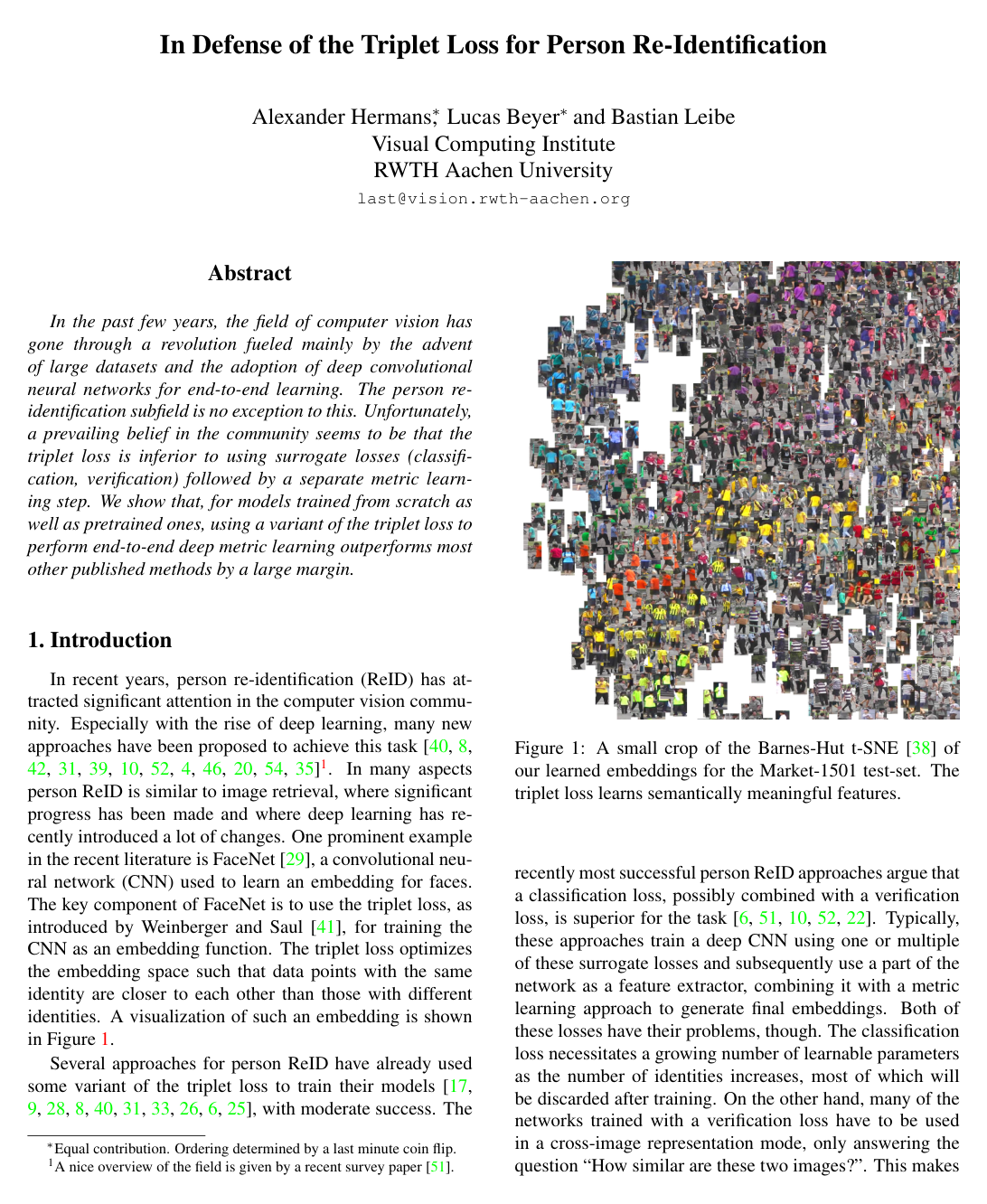 Cover for In Defense of the Triplet Loss for Person Re-Identification