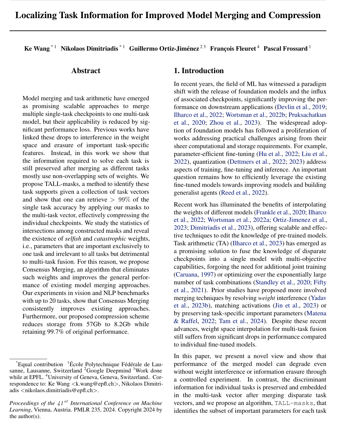 Cover for Localizing Task Information for Improved Model Merging and Compression