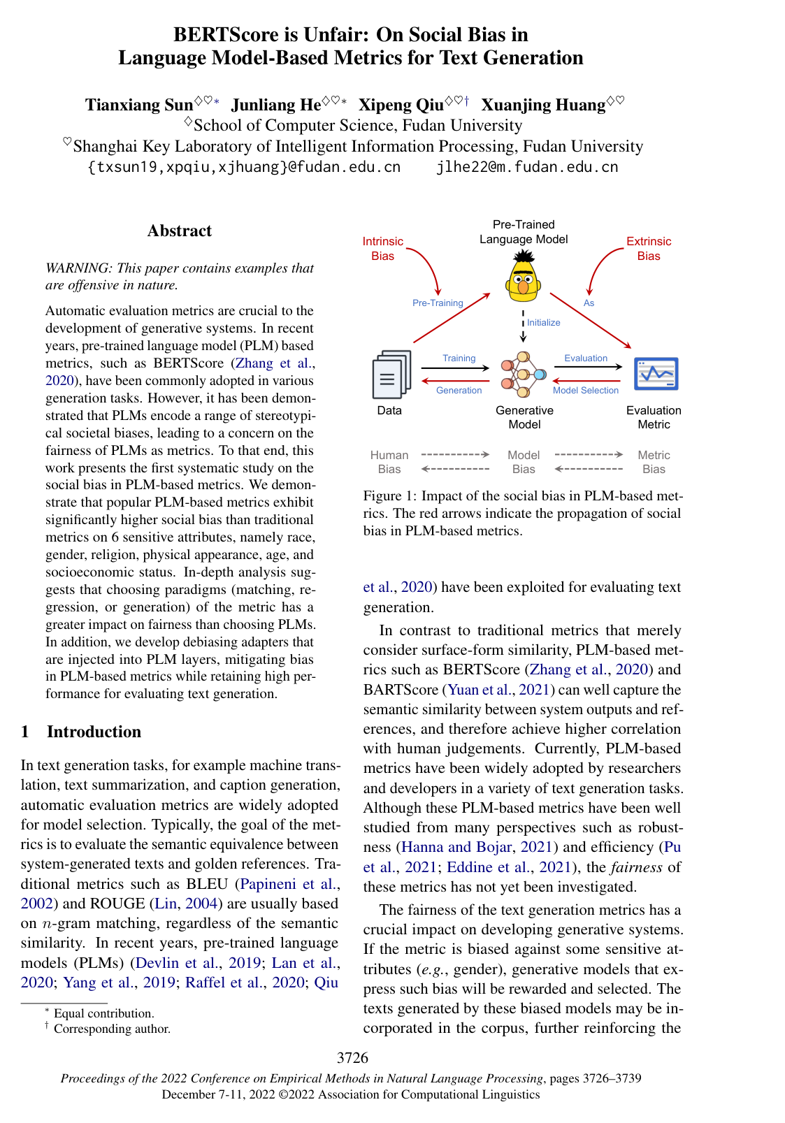 BERTScore is Unfair: On Social Bias in Language Model-Based Metrics for Text Generation