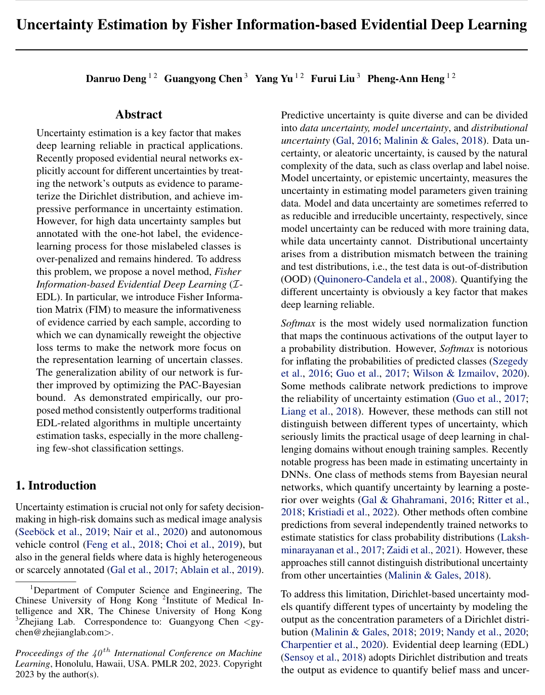 Cover for Uncertainty Estimation by Fisher Information-based Evidential Deep Learning