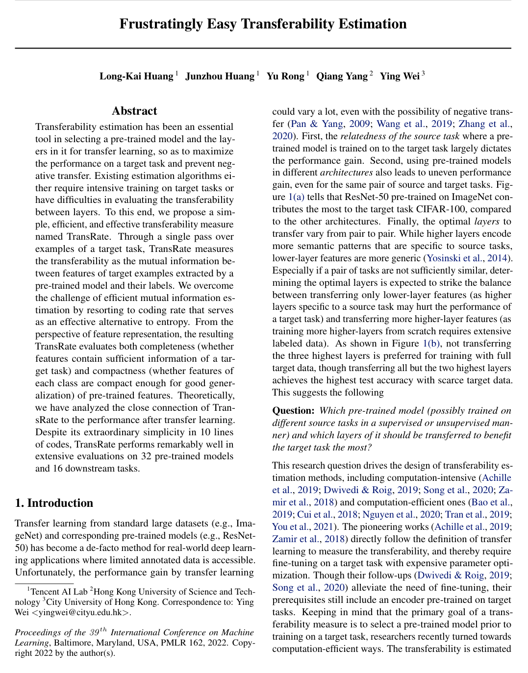 Frustratingly Easy Transferability Estimation