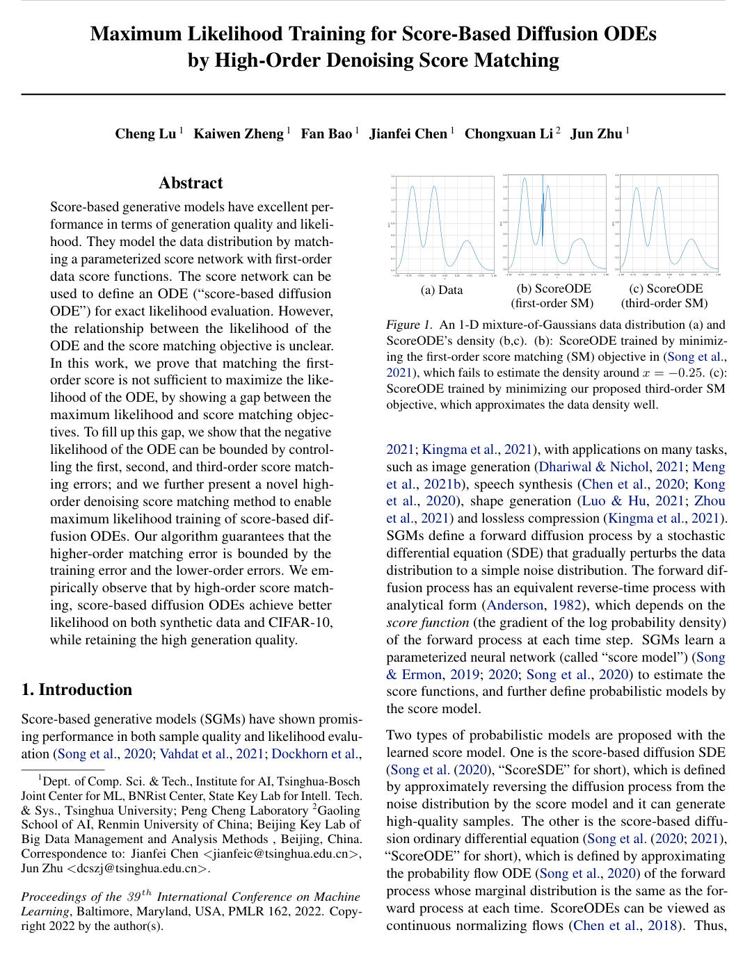 Maximum Likelihood Training for Score-based Diffusion ODEs by High Order Denoising Score Matching