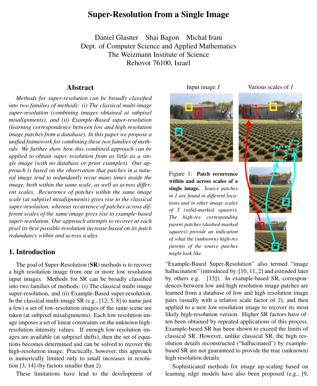 Cover for Super-resolution from a single image