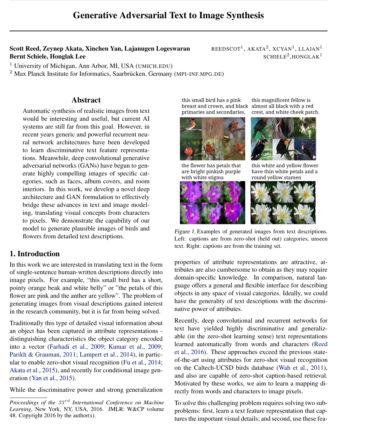 Generative Adversarial Text to Image Synthesis
