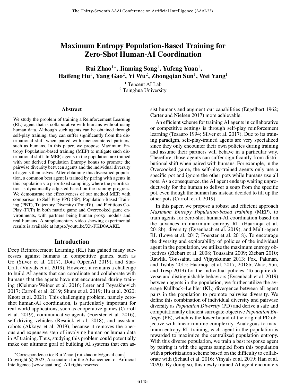 Maximum Entropy Population-Based Training for Zero-Shot Human-AI Coordination