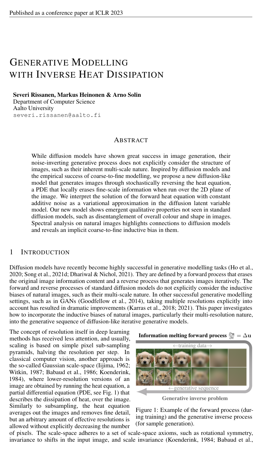 Generative Modelling with Inverse Heat Dissipation