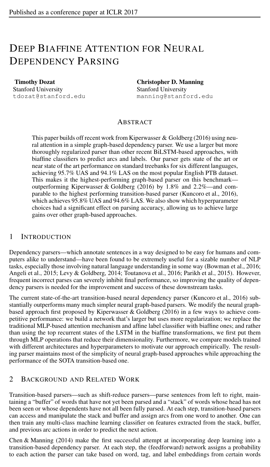 Cover for Deep Biaffine Attention for Neural Dependency Parsing