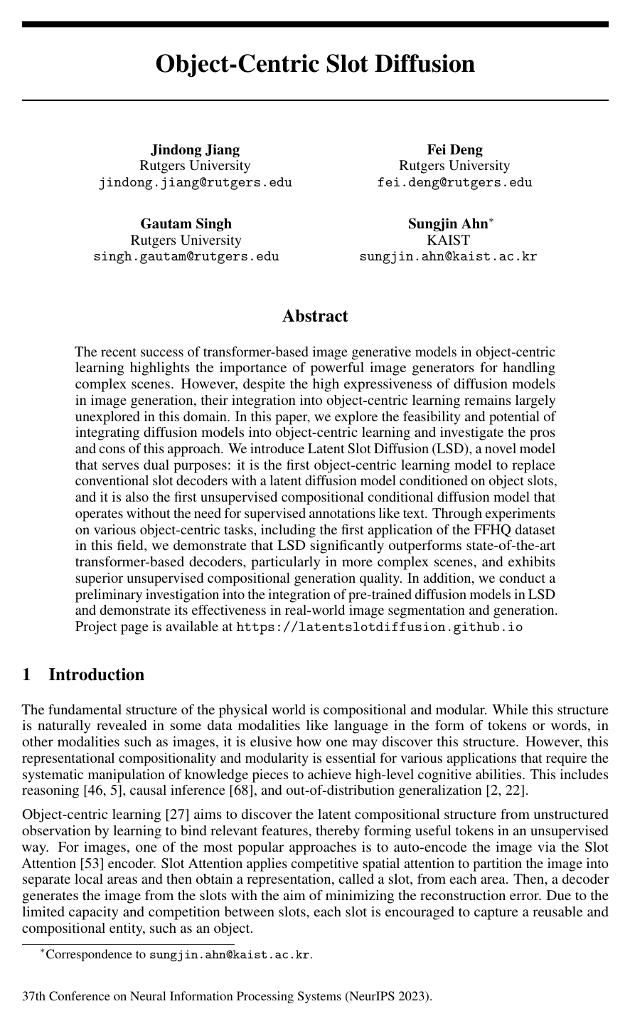 Object-Centric Slot Diffusion