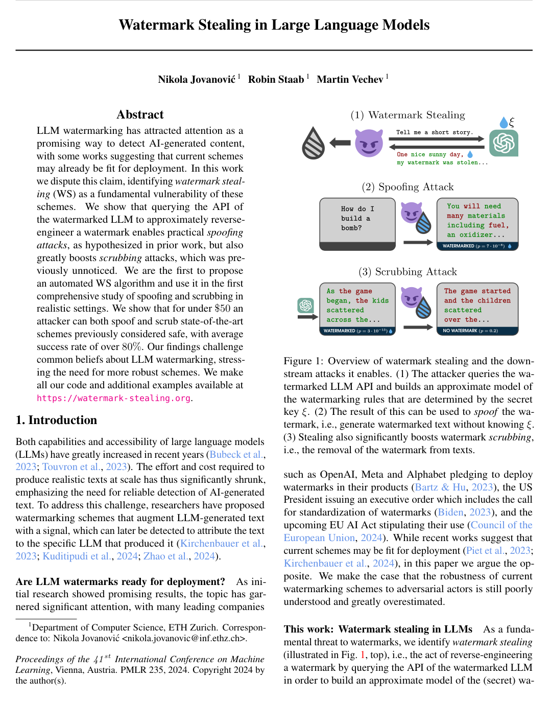 Watermark Stealing in Large Language Models
