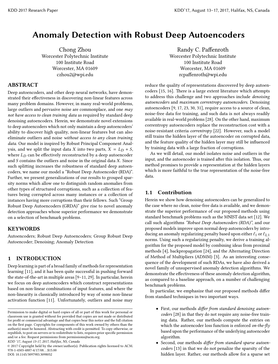Anomaly Detection with Robust Deep Autoencoders