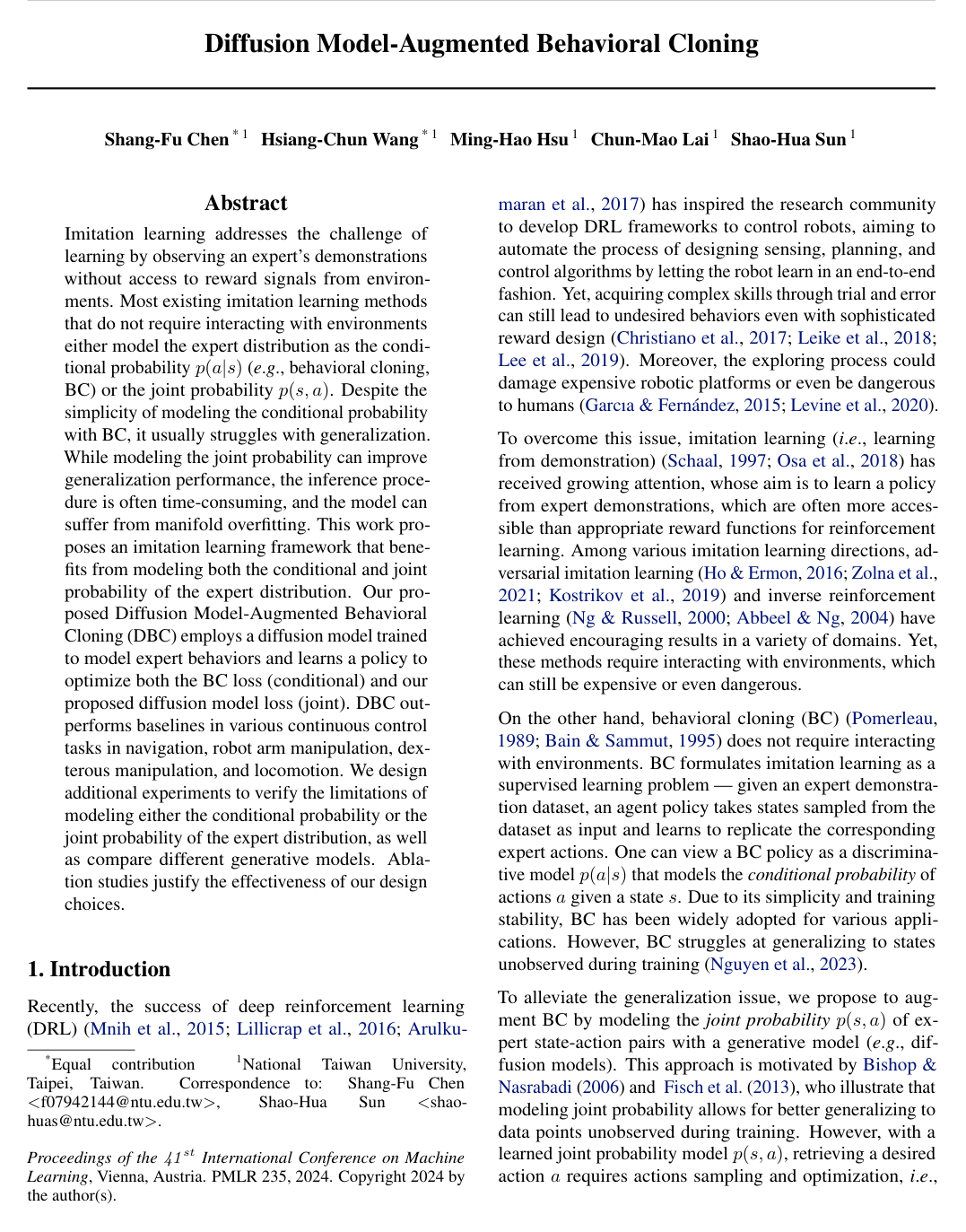Diffusion Model-Augmented Behavioral Cloning