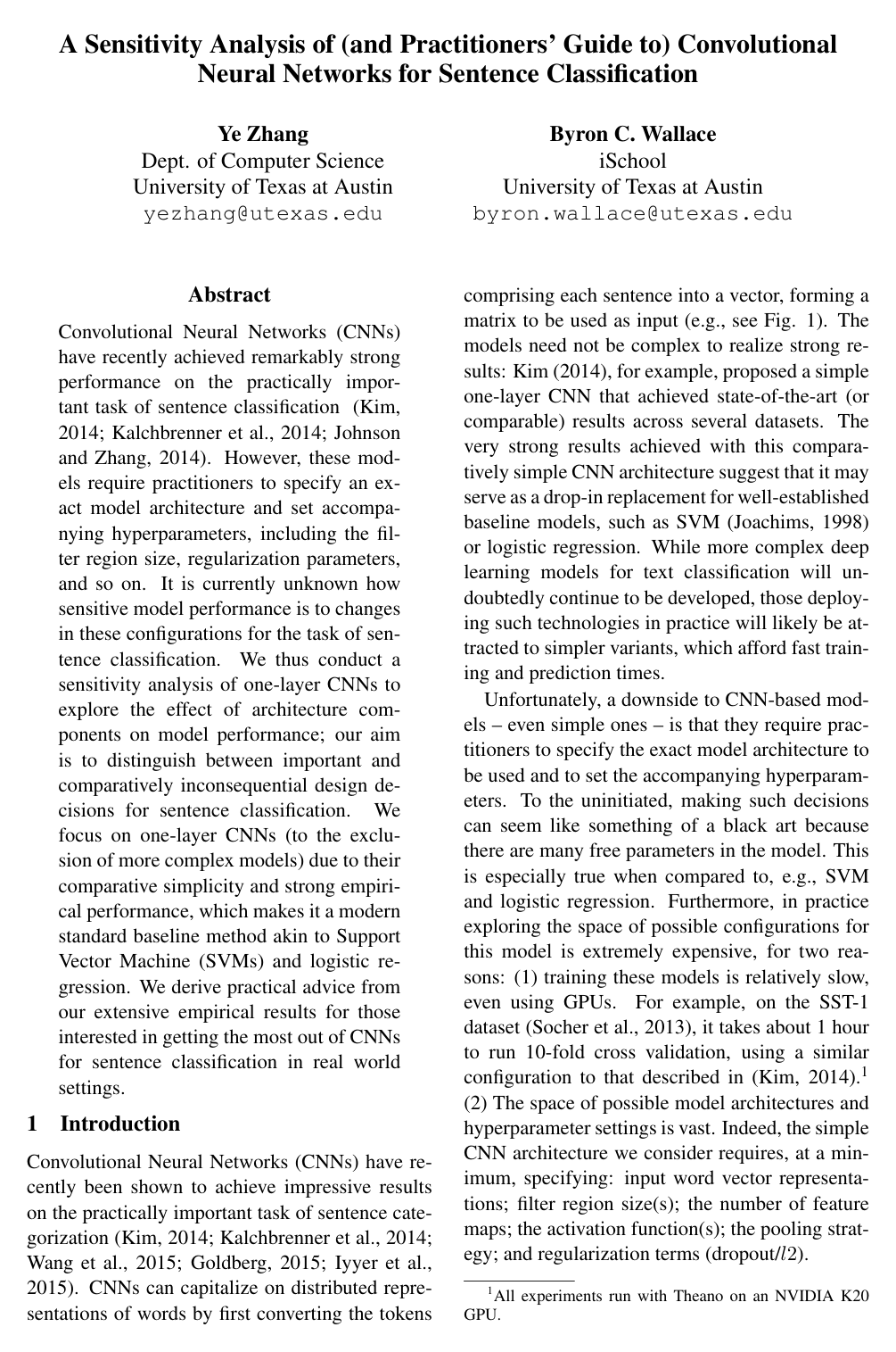 A Sensitivity Analysis of (and Practitioners’ Guide to) Convolutional Neural Networks for Sentence Classification
