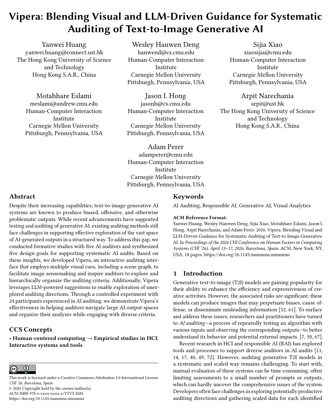 Cover for Vipera: Blending Visual and LLM-Driven Guidance for Systematic Auditing of Text-to-Image Generative AI