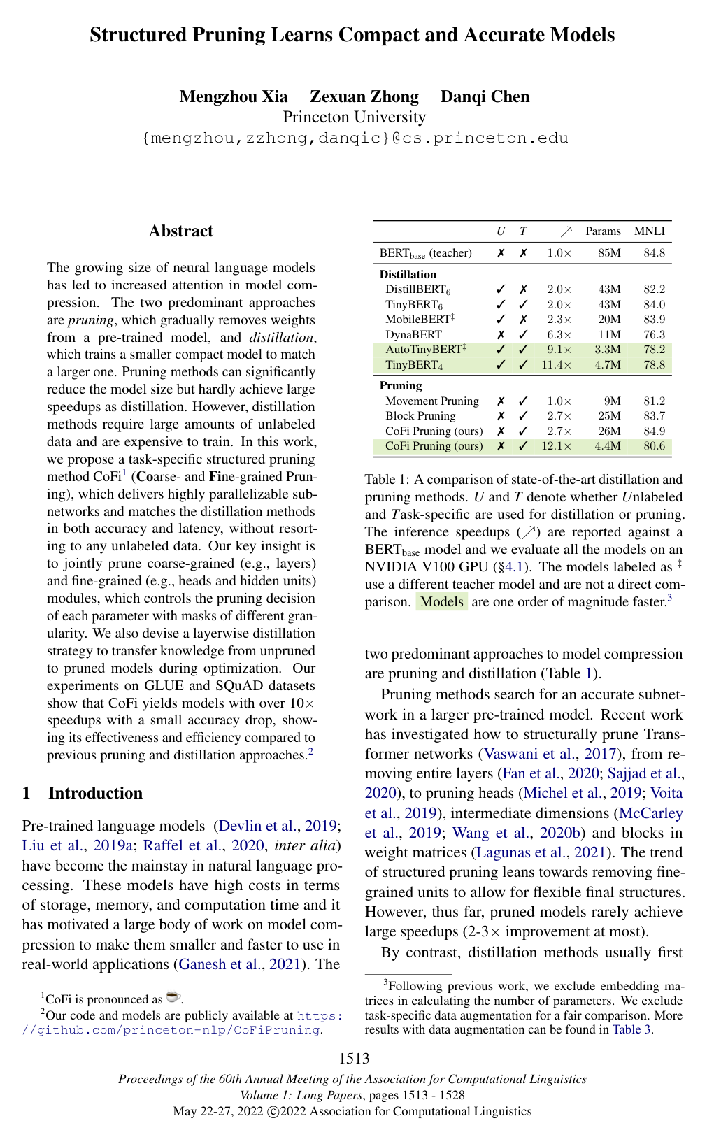 Cover for Structured Pruning Learns Compact and Accurate Models