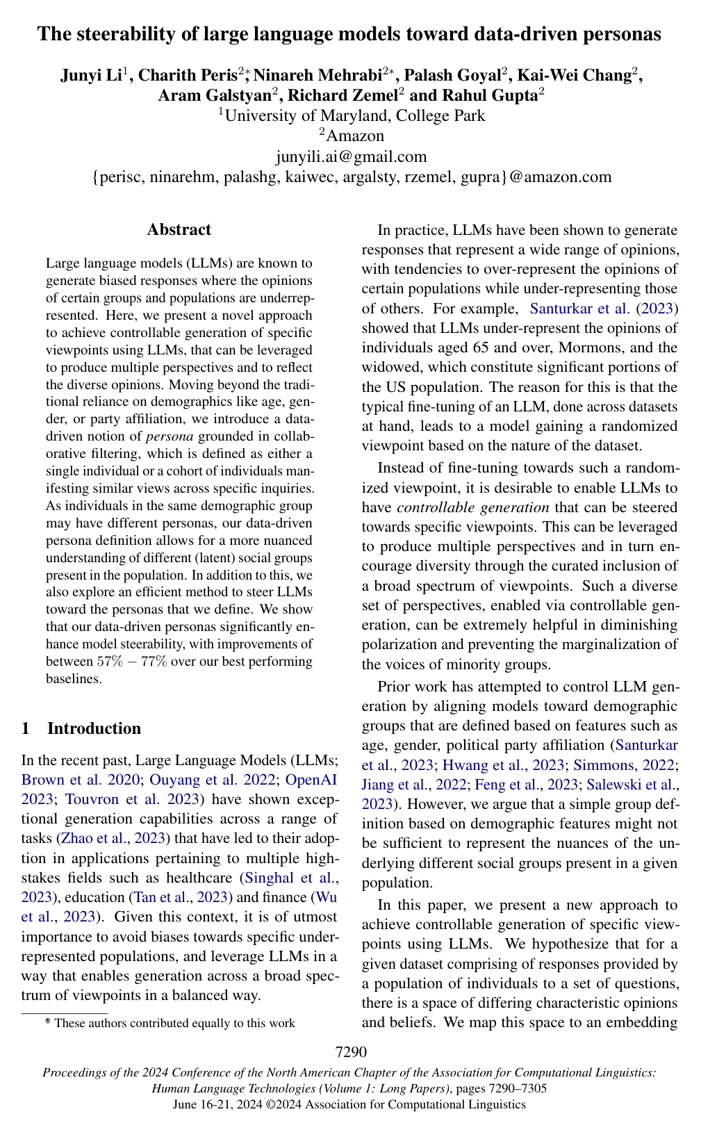 Cover for The steerability of large language models toward data-driven personas