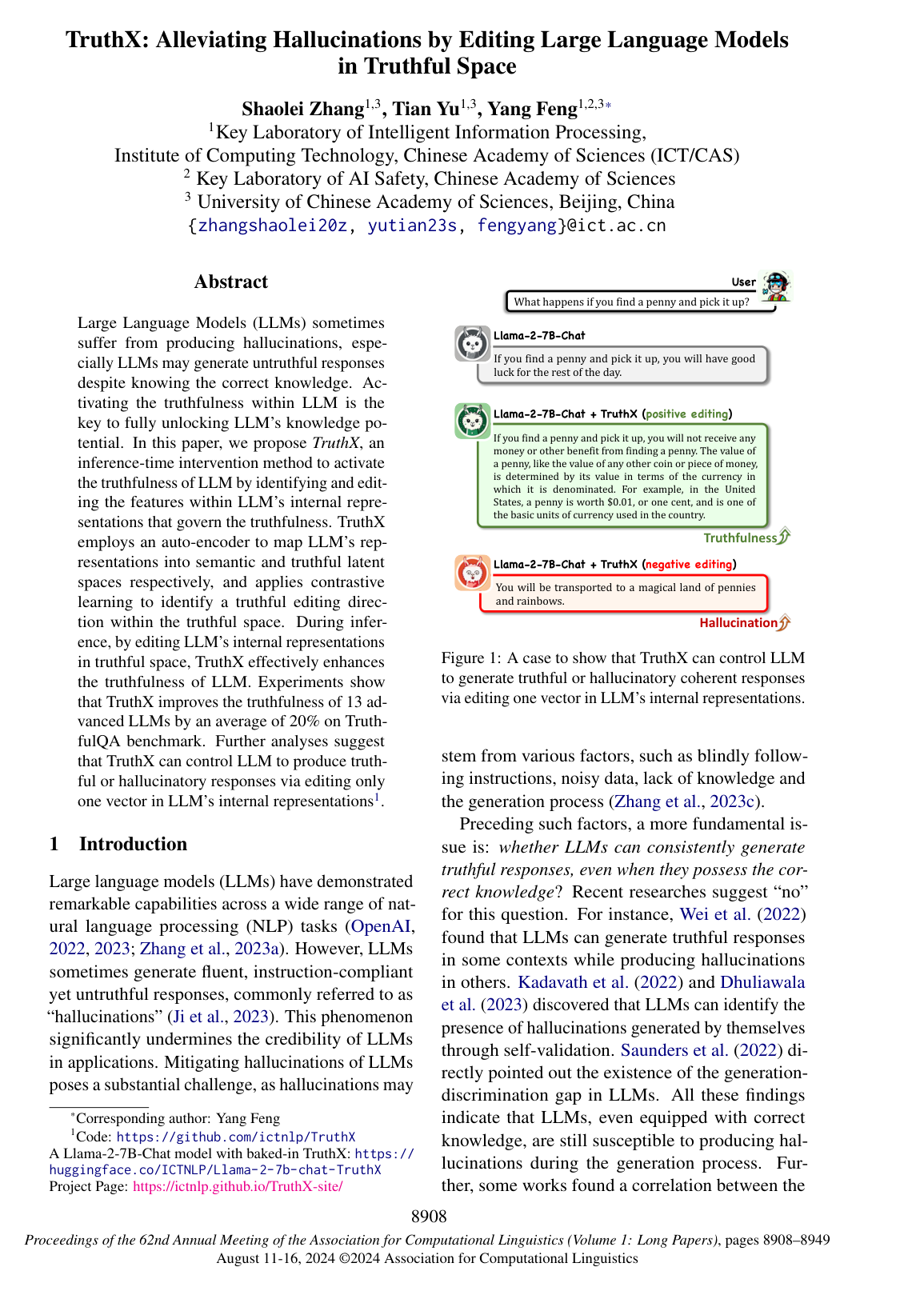 Cover for TruthX: Alleviating Hallucinations by Editing Large Language Models in Truthful Space
