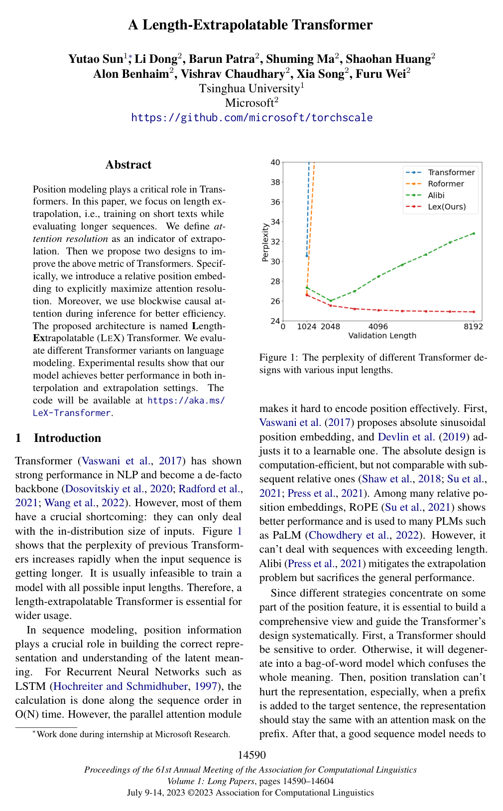 Cover for A Length-Extrapolatable Transformer