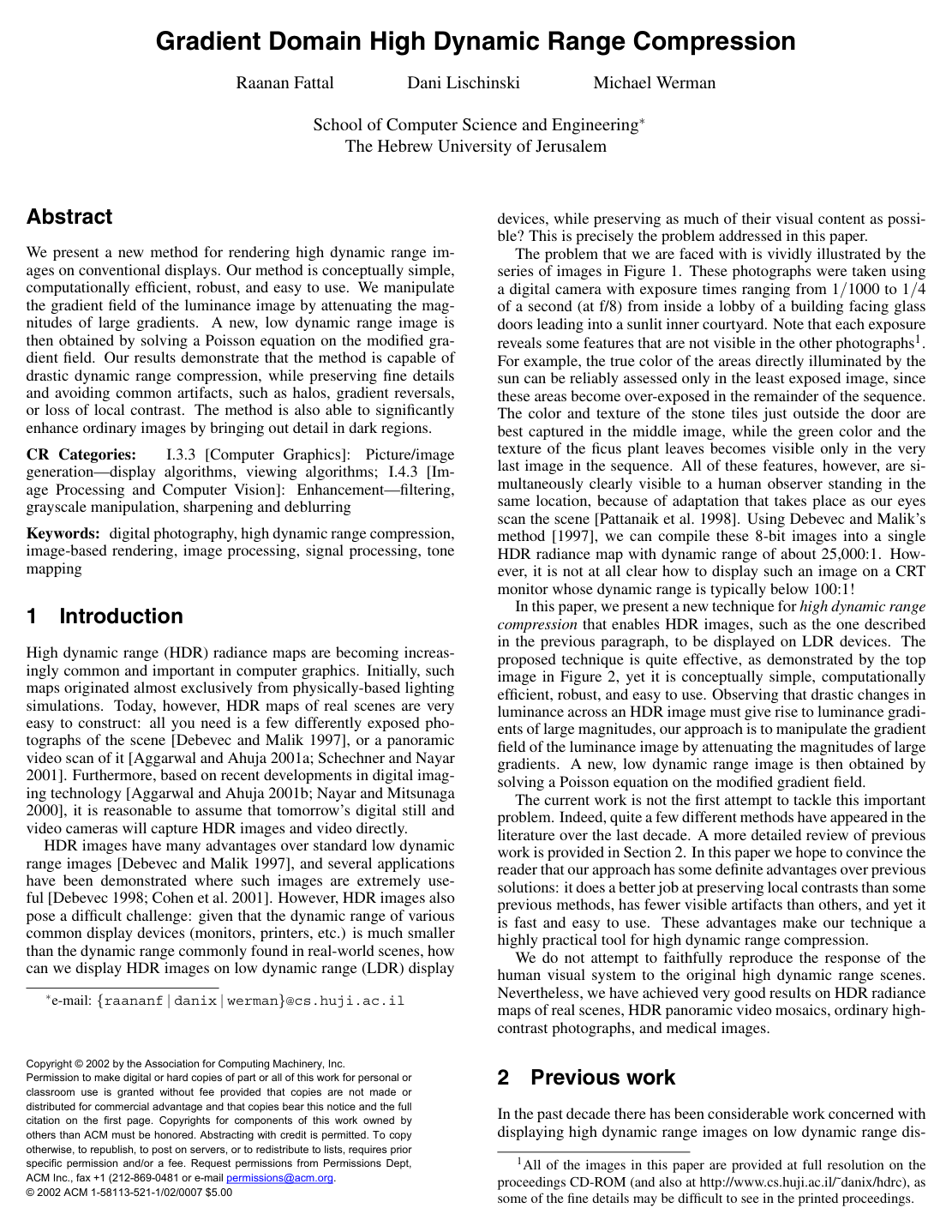Cover for Gradient domain high dynamic range compression