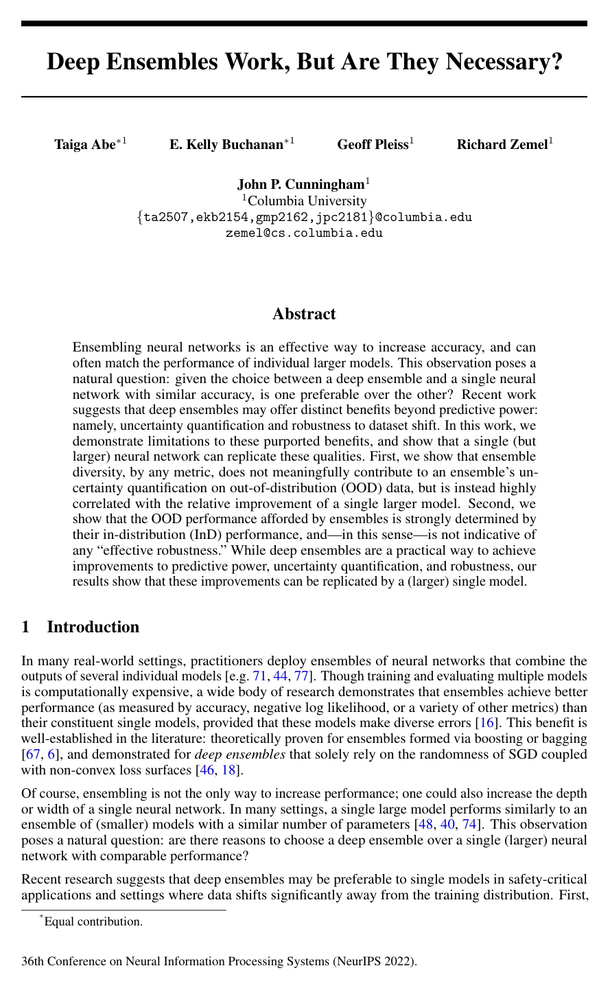 Deep Ensembles Work, But Are They Necessary?