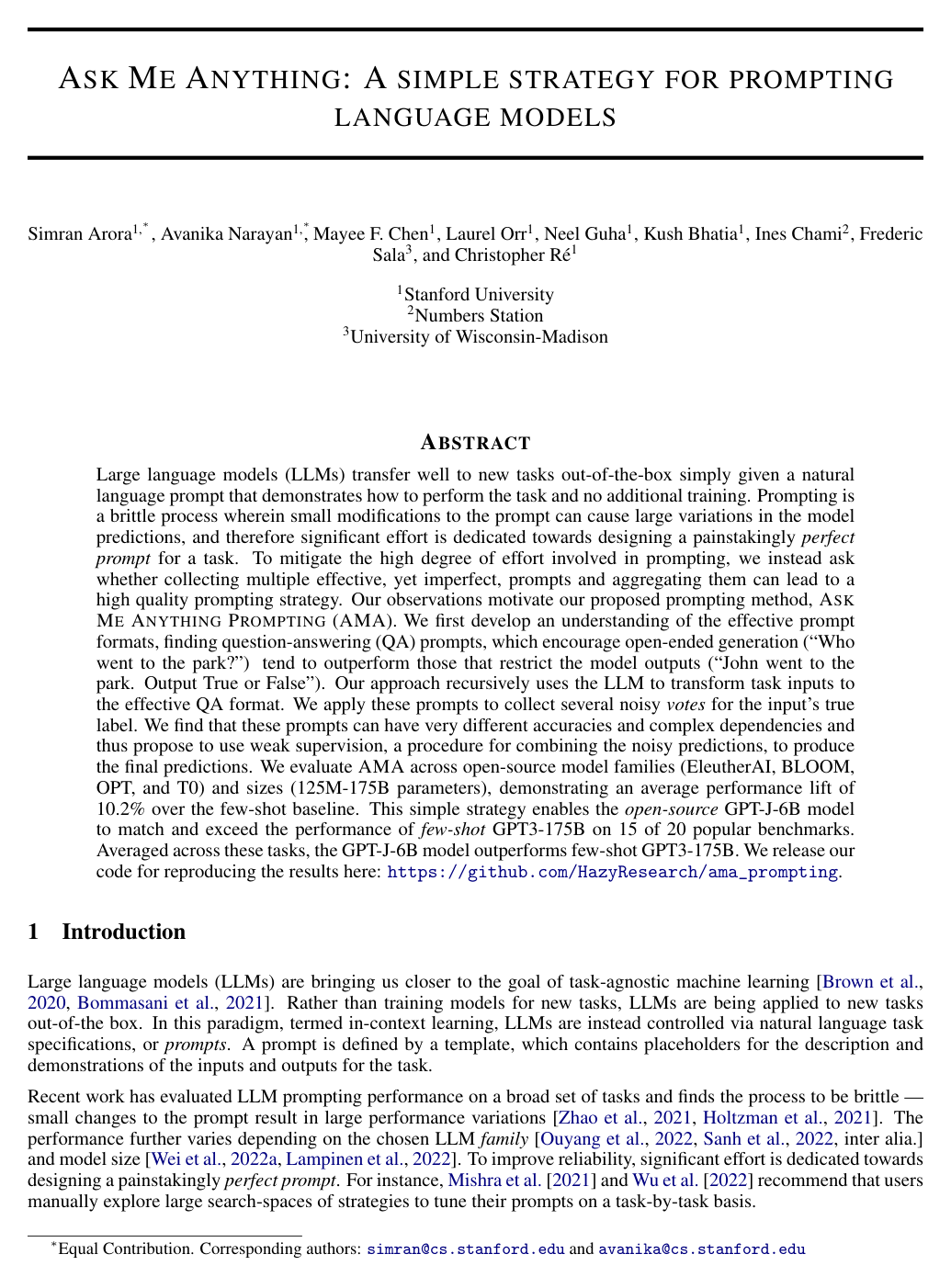 Cover for Ask Me Anything: A simple strategy for prompting language models