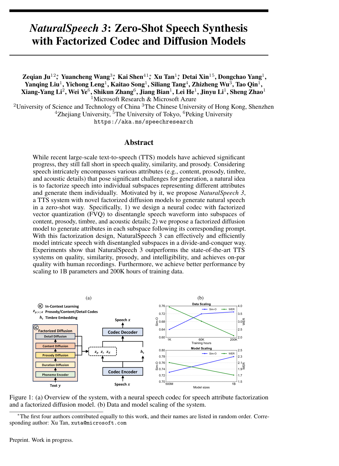 NaturalSpeech 3: Zero-Shot Speech Synthesis with Factorized Codec and Diffusion Models