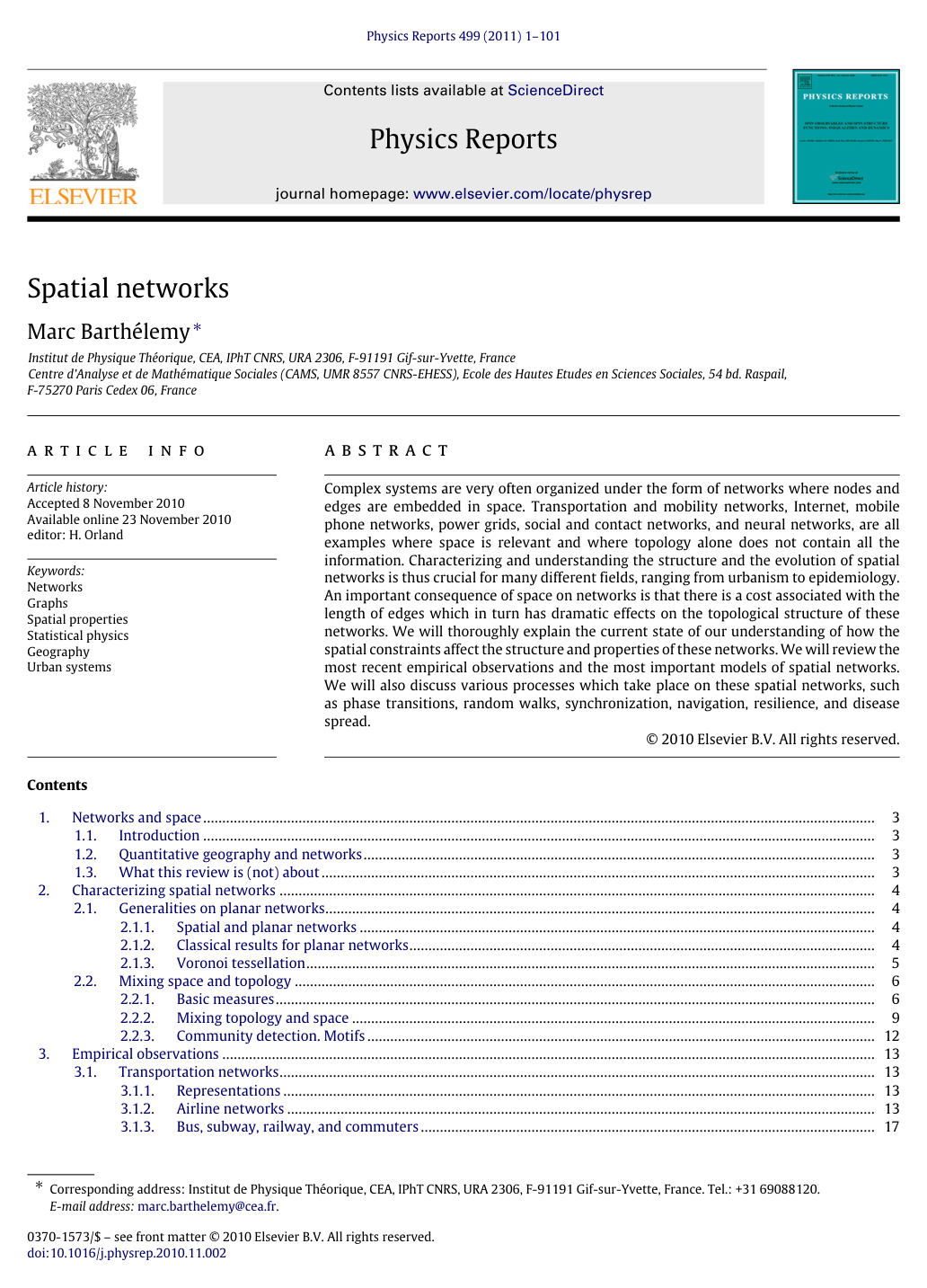 Cover for Spatial Networks