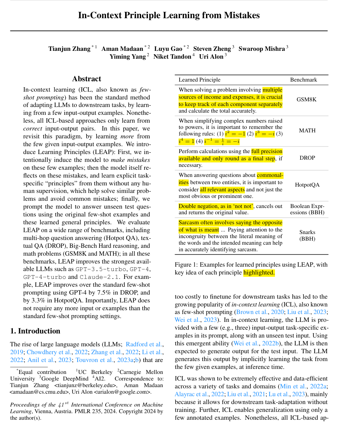 In-Context Principle Learning from Mistakes