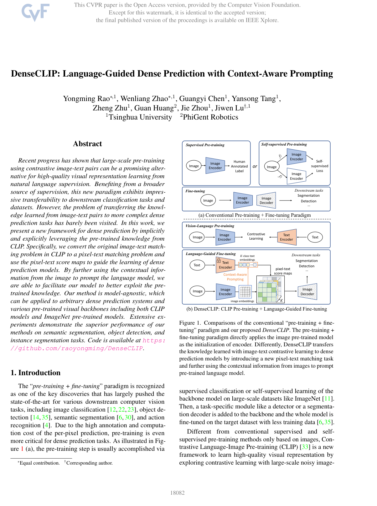 DenseCLIP: Language-Guided Dense Prediction with Context-Aware Prompting