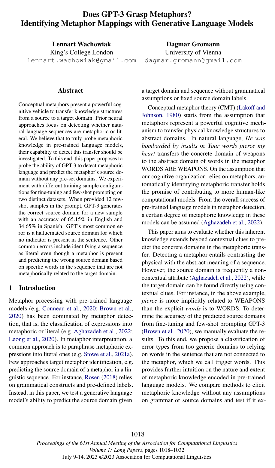 Does GPT-3 Grasp Metaphors? Identifying Metaphor Mappings with Generative Language Models