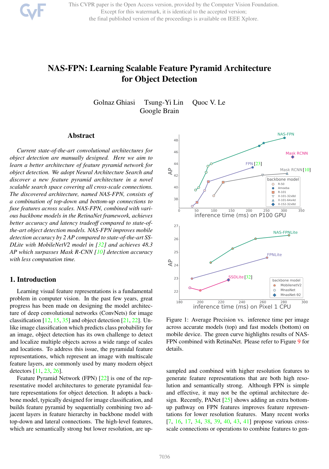NAS-FPN: Learning Scalable Feature Pyramid Architecture for Object Detection