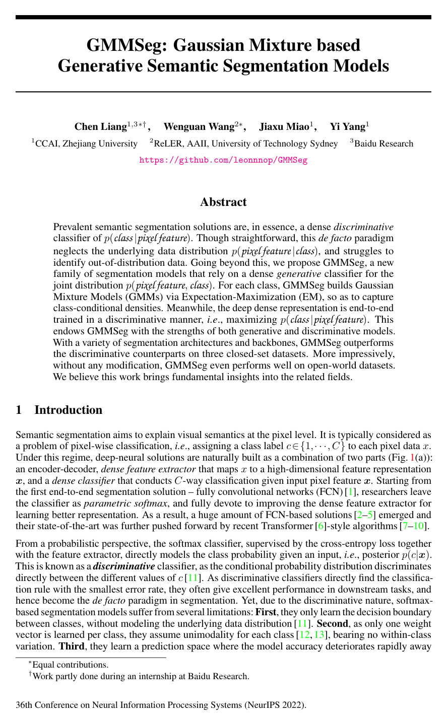 GMMSeg: Gaussian Mixture based Generative Semantic Segmentation Models