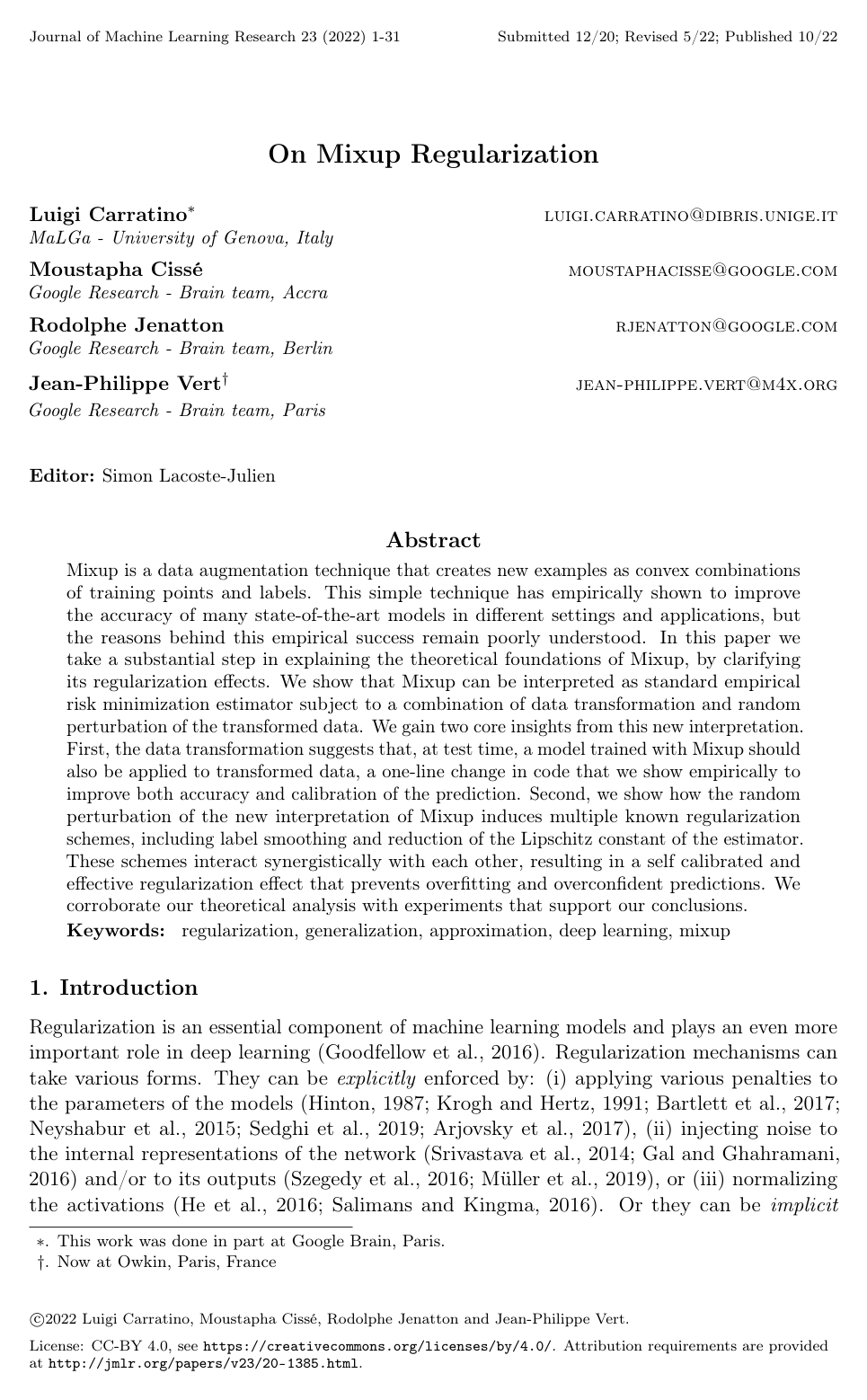 On Mixup Regularization