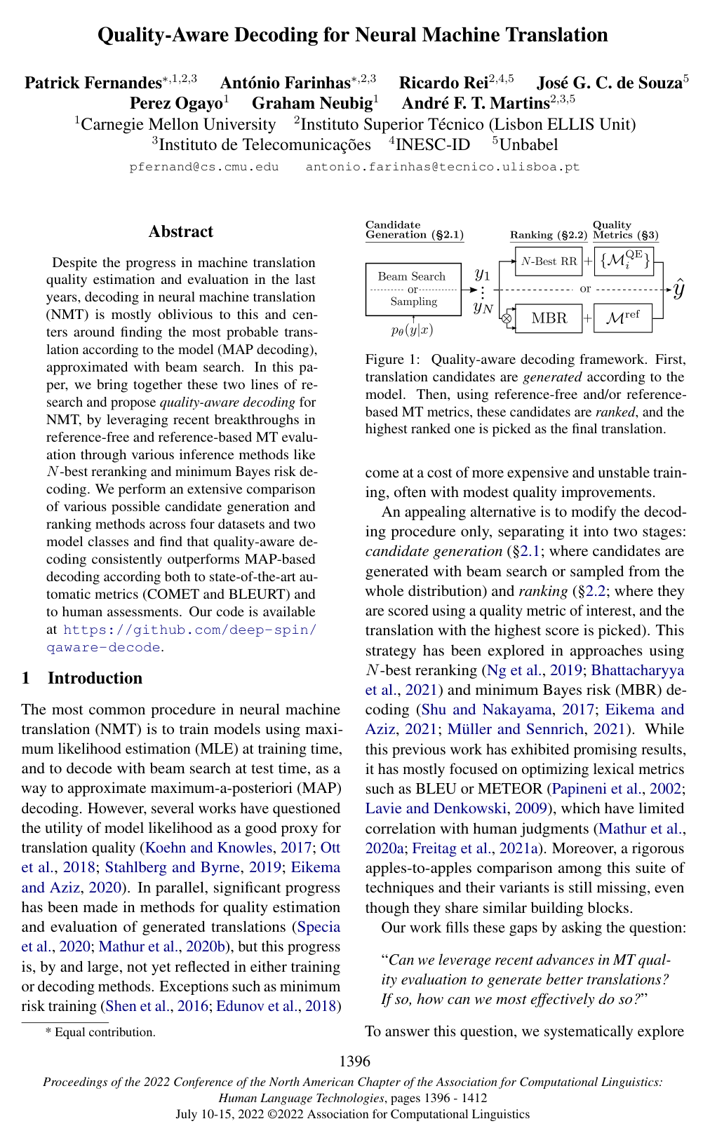 Quality-Aware Decoding for Neural Machine Translation