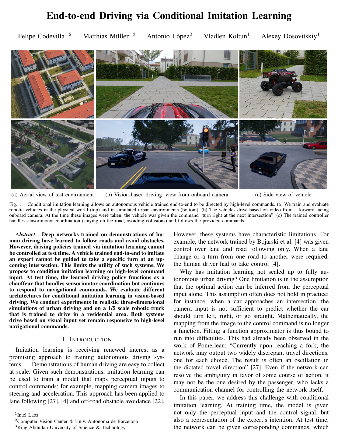 Cover for End-to-End Driving Via Conditional Imitation Learning
