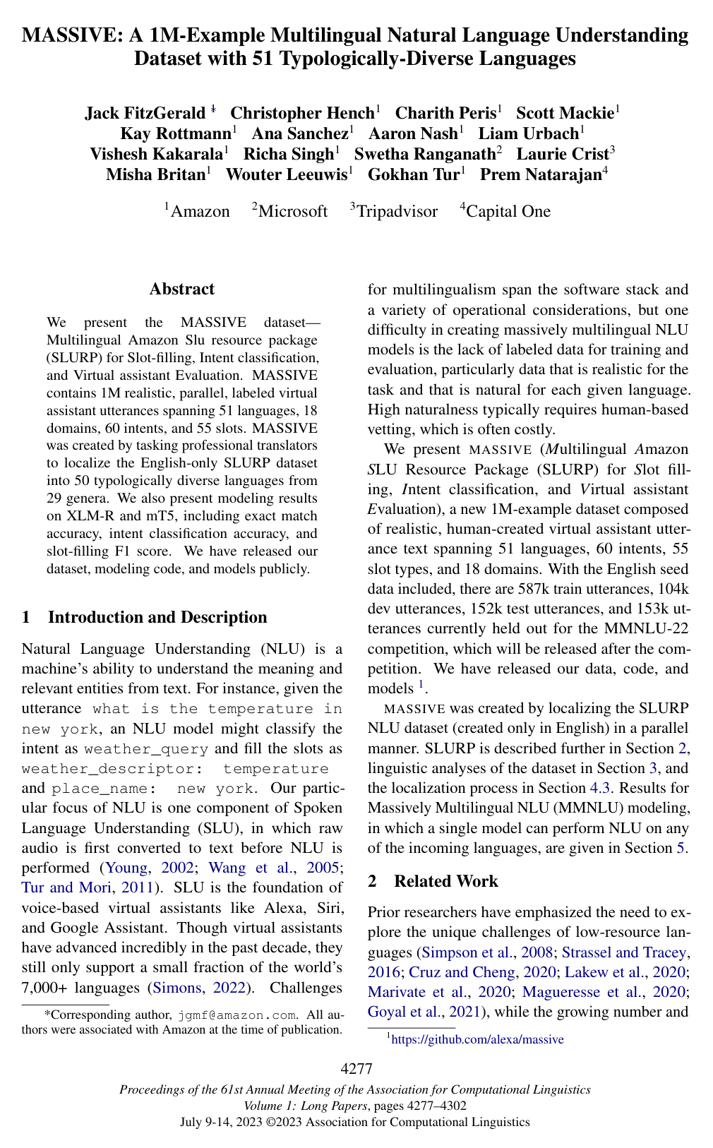 MASSIVE: A 1M-Example Multilingual Natural Language Understanding Dataset with 51 Typologically-Diverse Languages