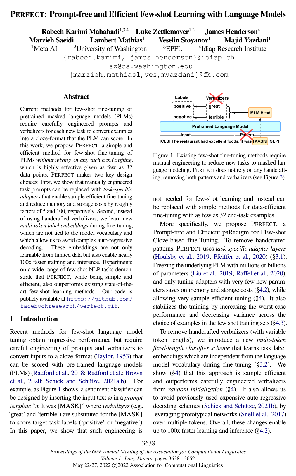 Cover for Prompt-free and Efficient Few-shot Learning with Language Models