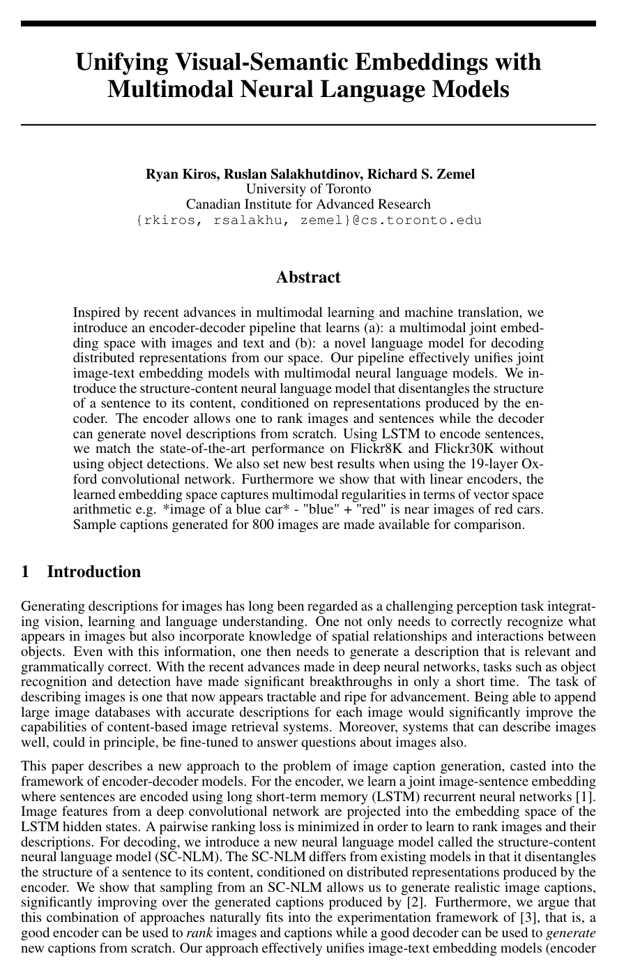 Cover for Unifying Visual-Semantic Embeddings with Multimodal Neural Language Models