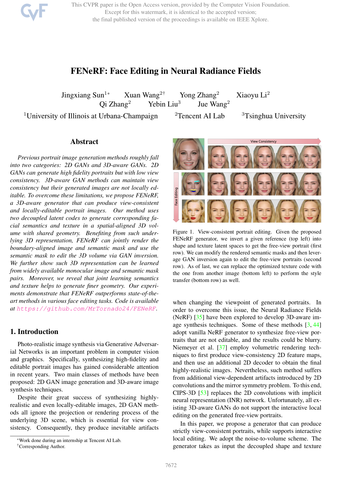 Cover for FENeRF: Face Editing in Neural Radiance Fields