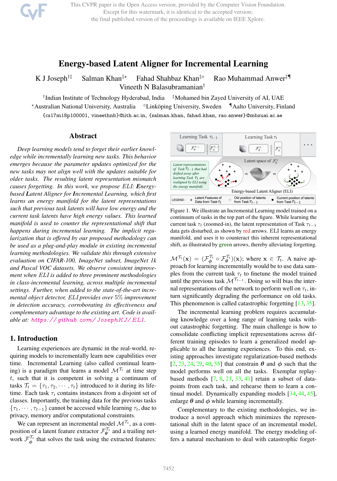 Energy-based Latent Aligner for Incremental Learning