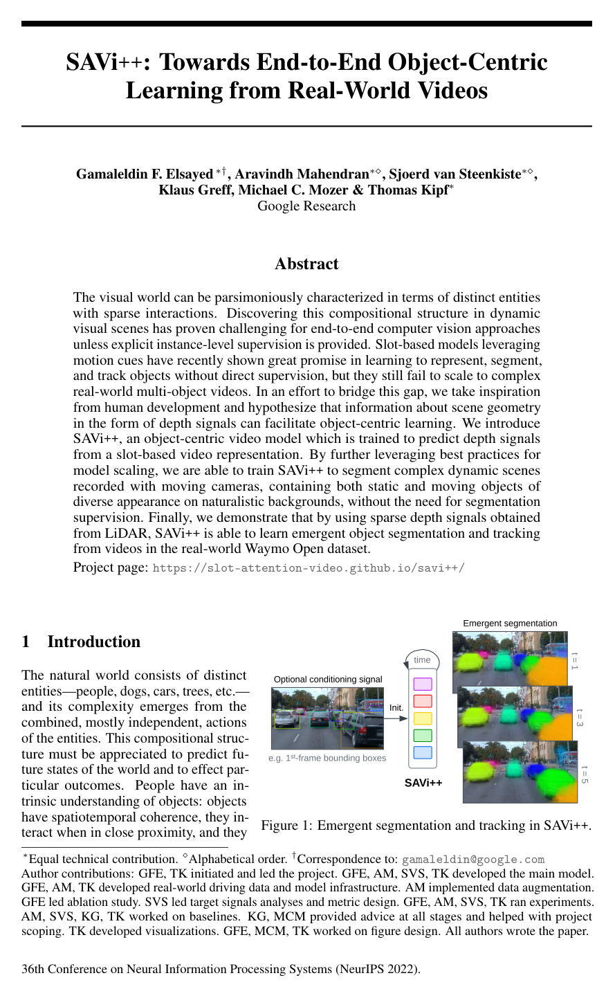 SAVi++: Towards End-to-End Object-Centric Learning from Real-World Videos