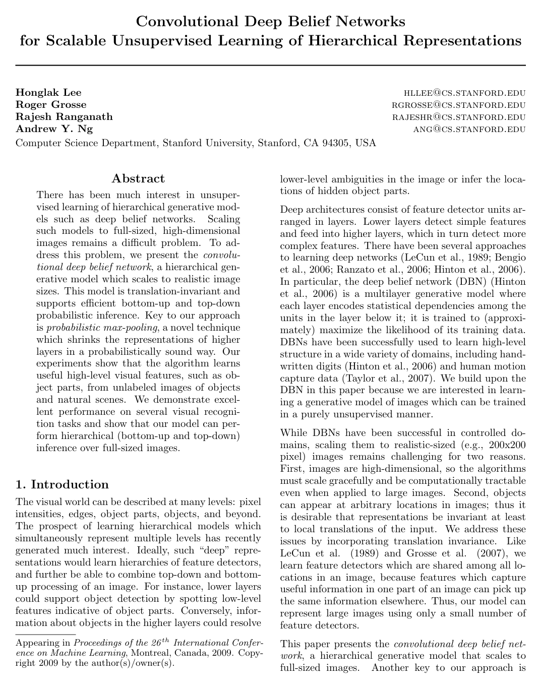 Cover for Convolutional deep belief networks for scalable unsupervised learning of hierarchical representations