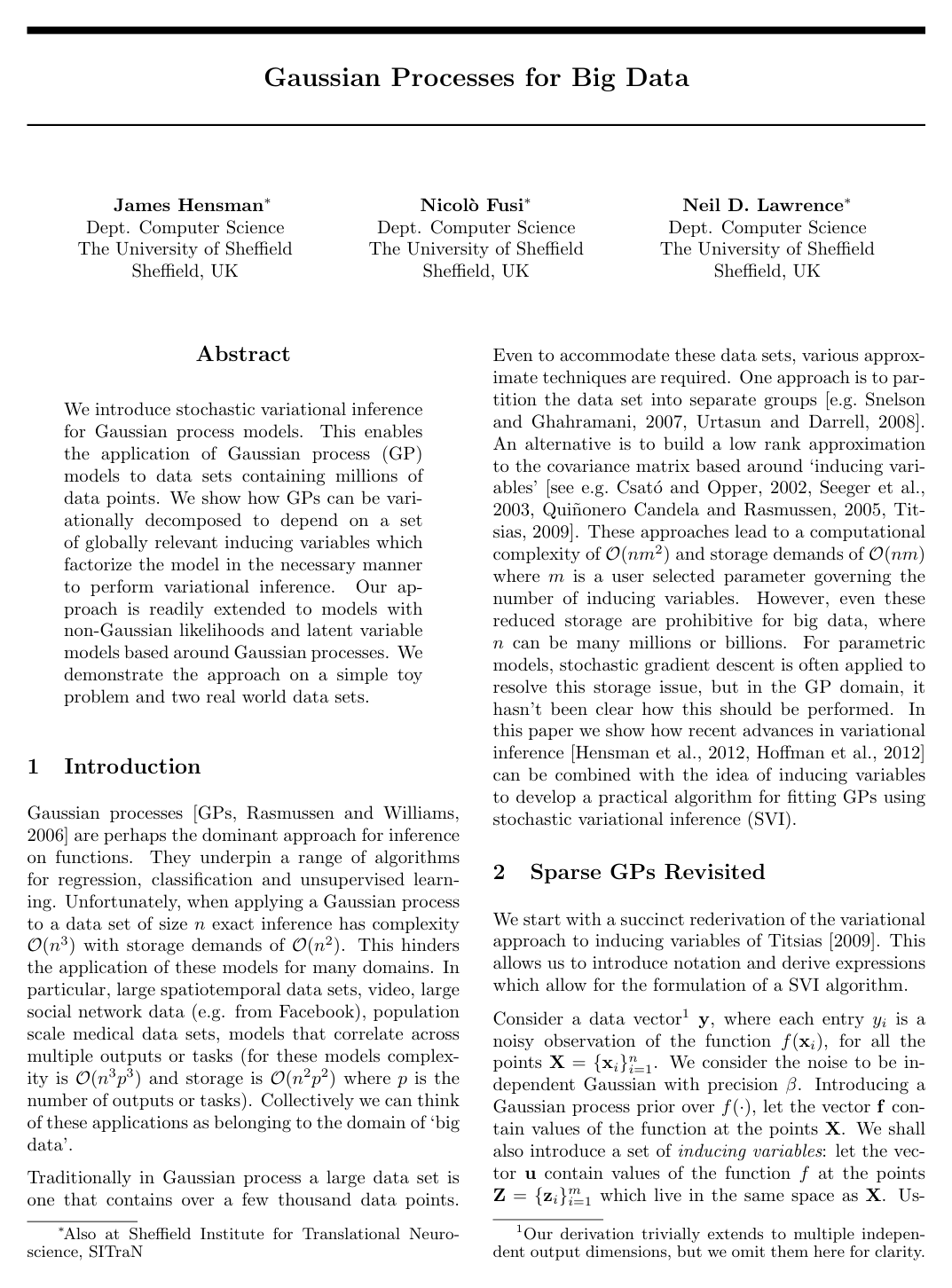 Cover for Gaussian Processes for Big Data