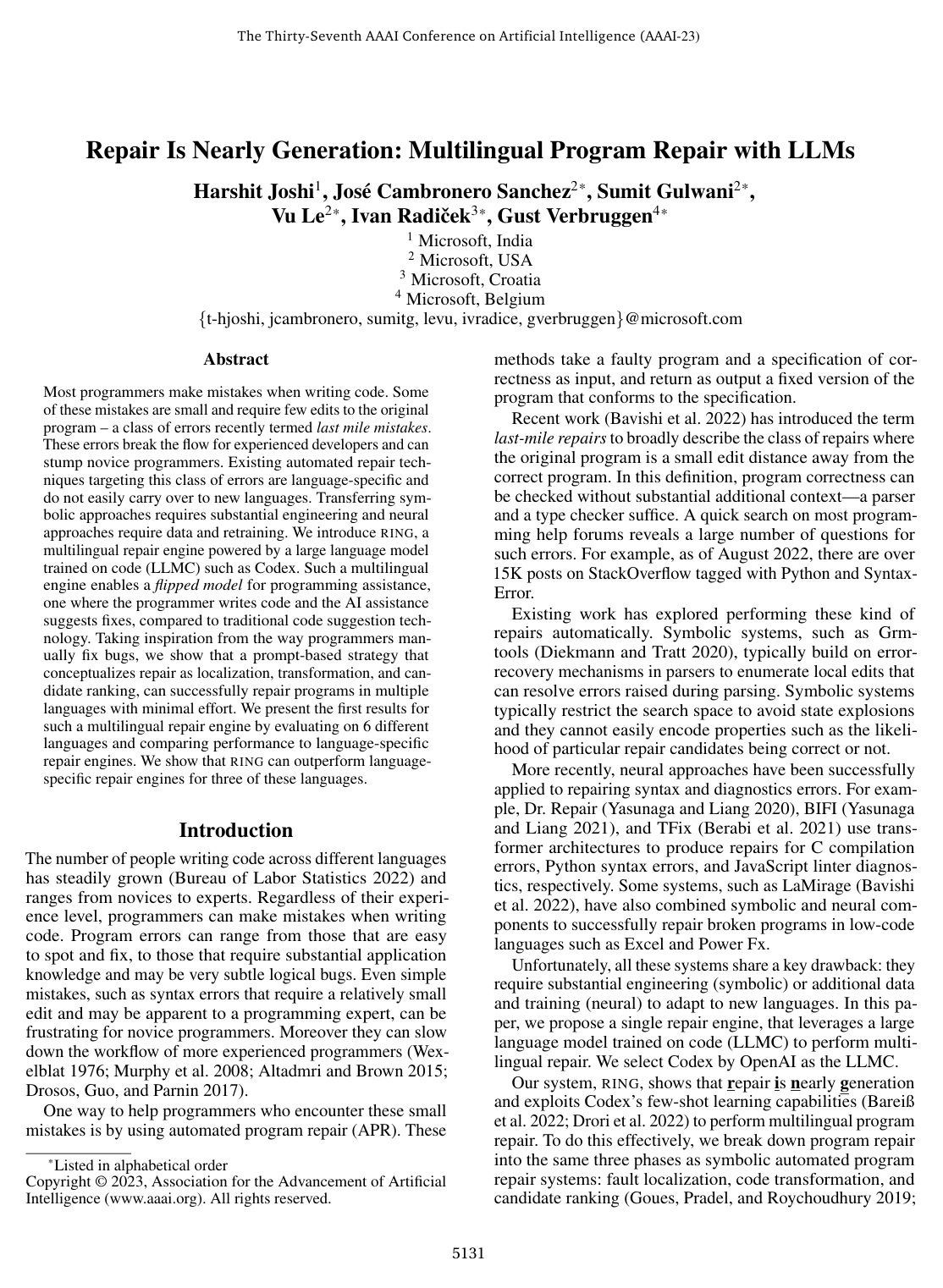 Cover for Repair Is Nearly Generation: Multilingual Program Repair with LLMs