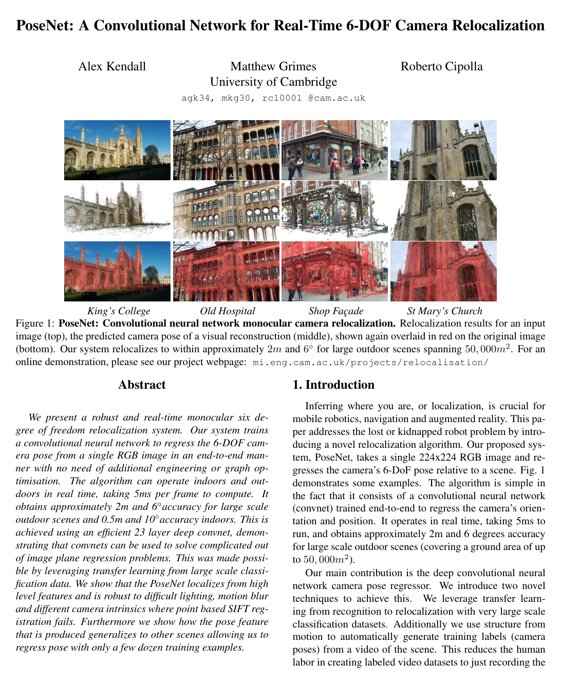 Cover for PoseNet: A Convolutional Network for Real-Time 6-DOF Camera Relocalization