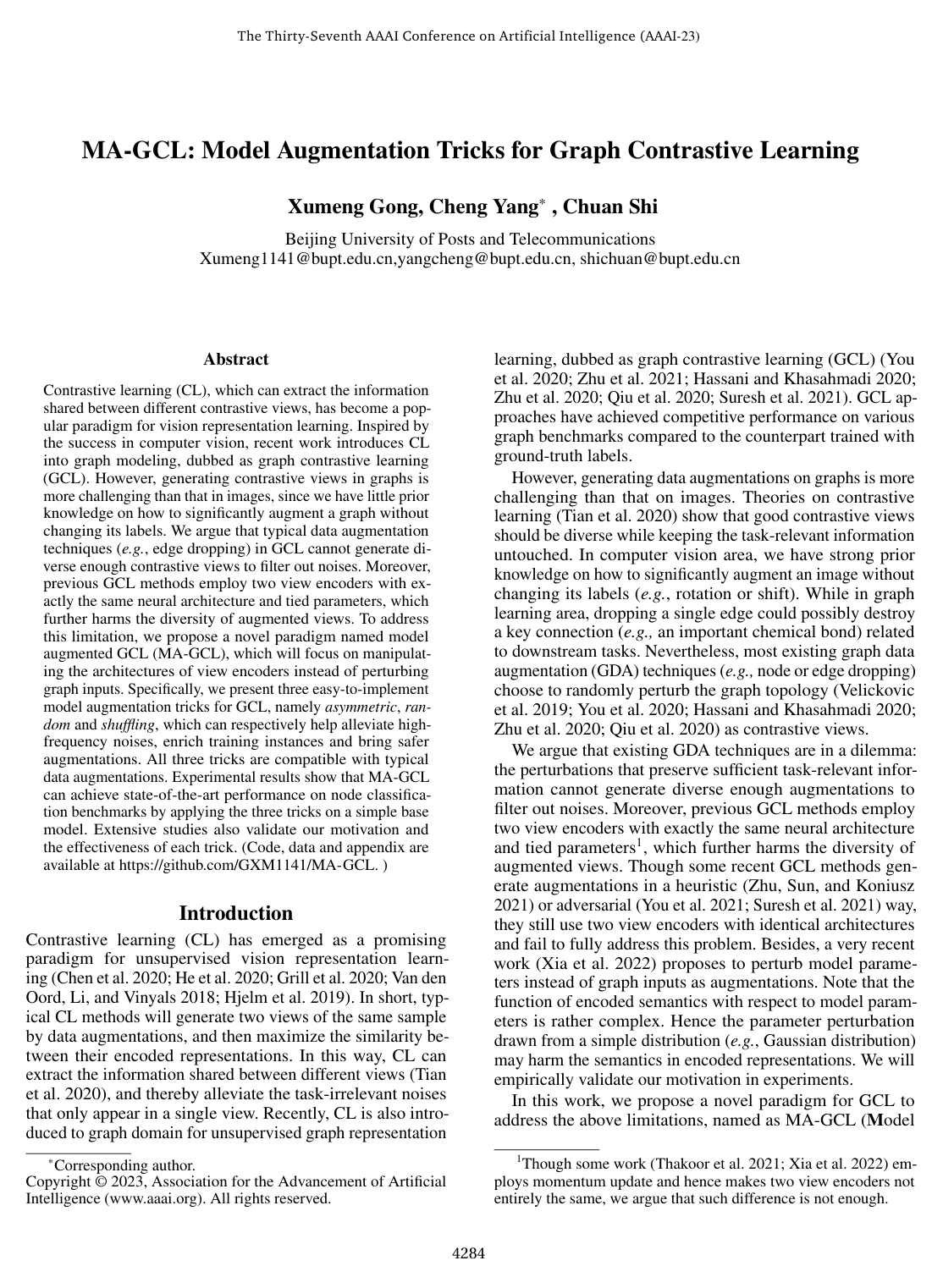 Cover for MA-GCL: Model Augmentation Tricks for Graph Contrastive Learning