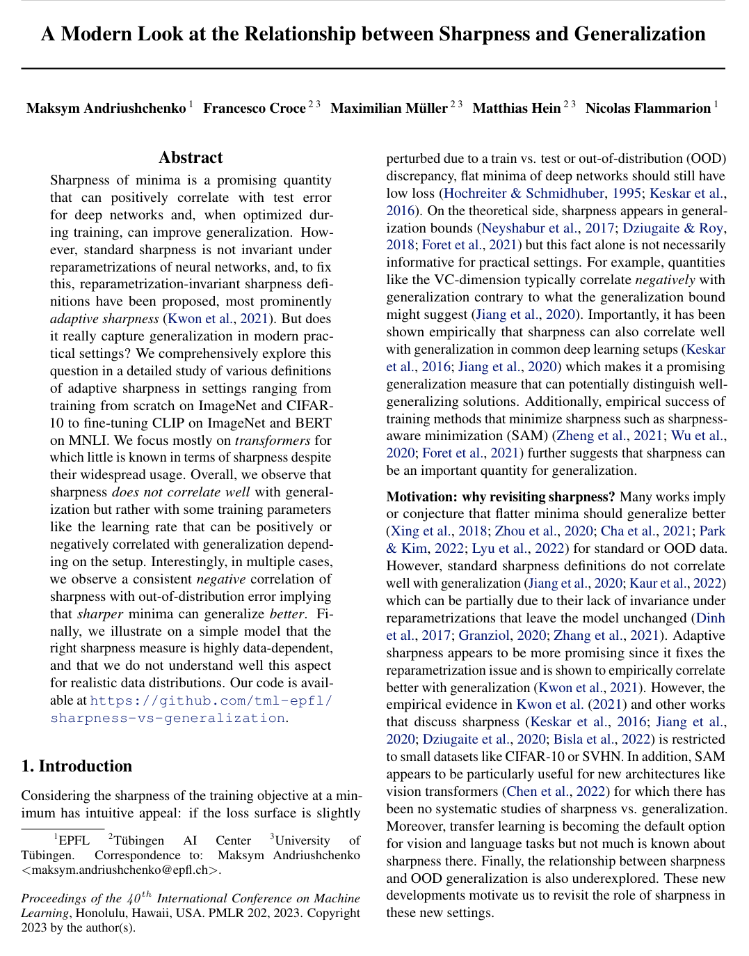 Cover for A Modern Look at the Relationship between Sharpness and Generalization