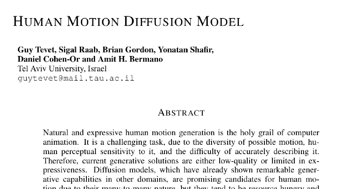 Human Motion Diffusion Model cover