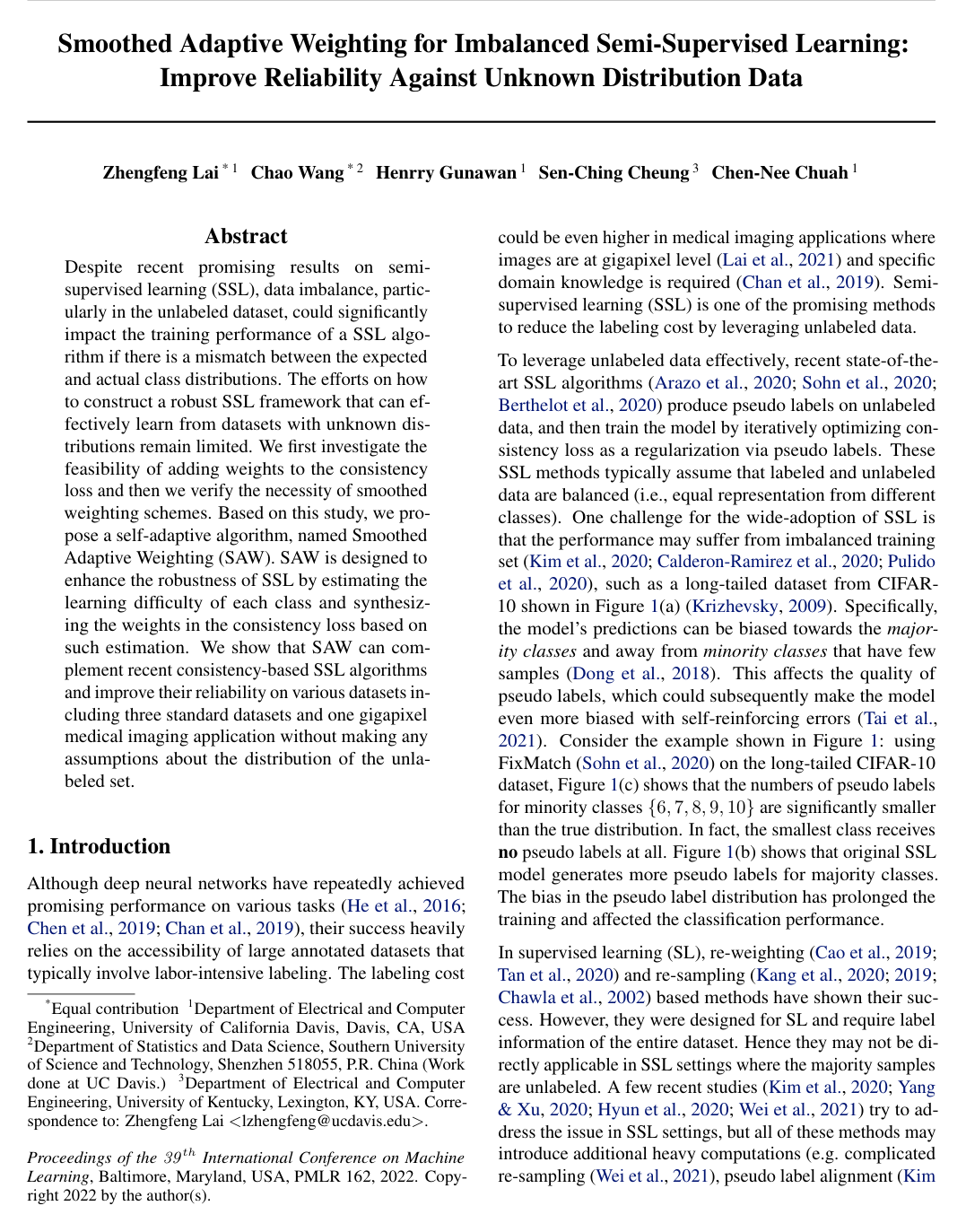 Smoothed Adaptive Weighting for Imbalanced Semi-Supervised Learning: Improve Reliability Against Unknown Distribution Data